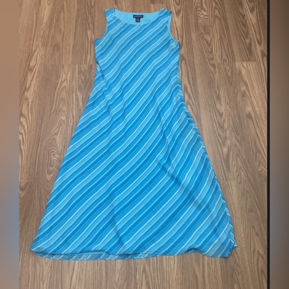 Charter Club Women's 12 Sleeveless Striped Maxi Fully Lined  Long Dress Pullover